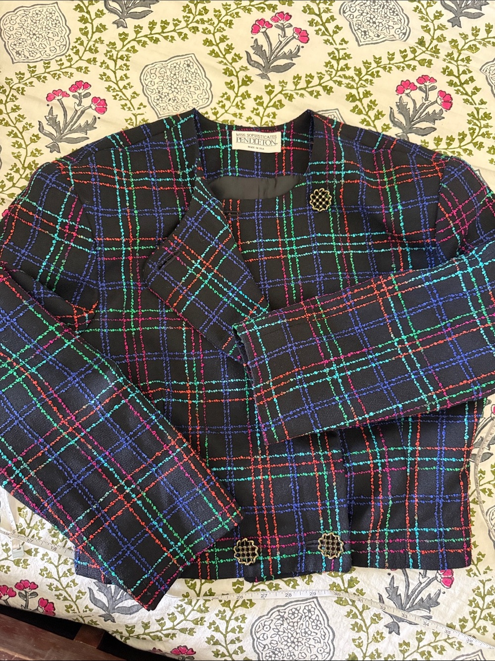 Pendleton Multicolor Plaid Cropped Blazer